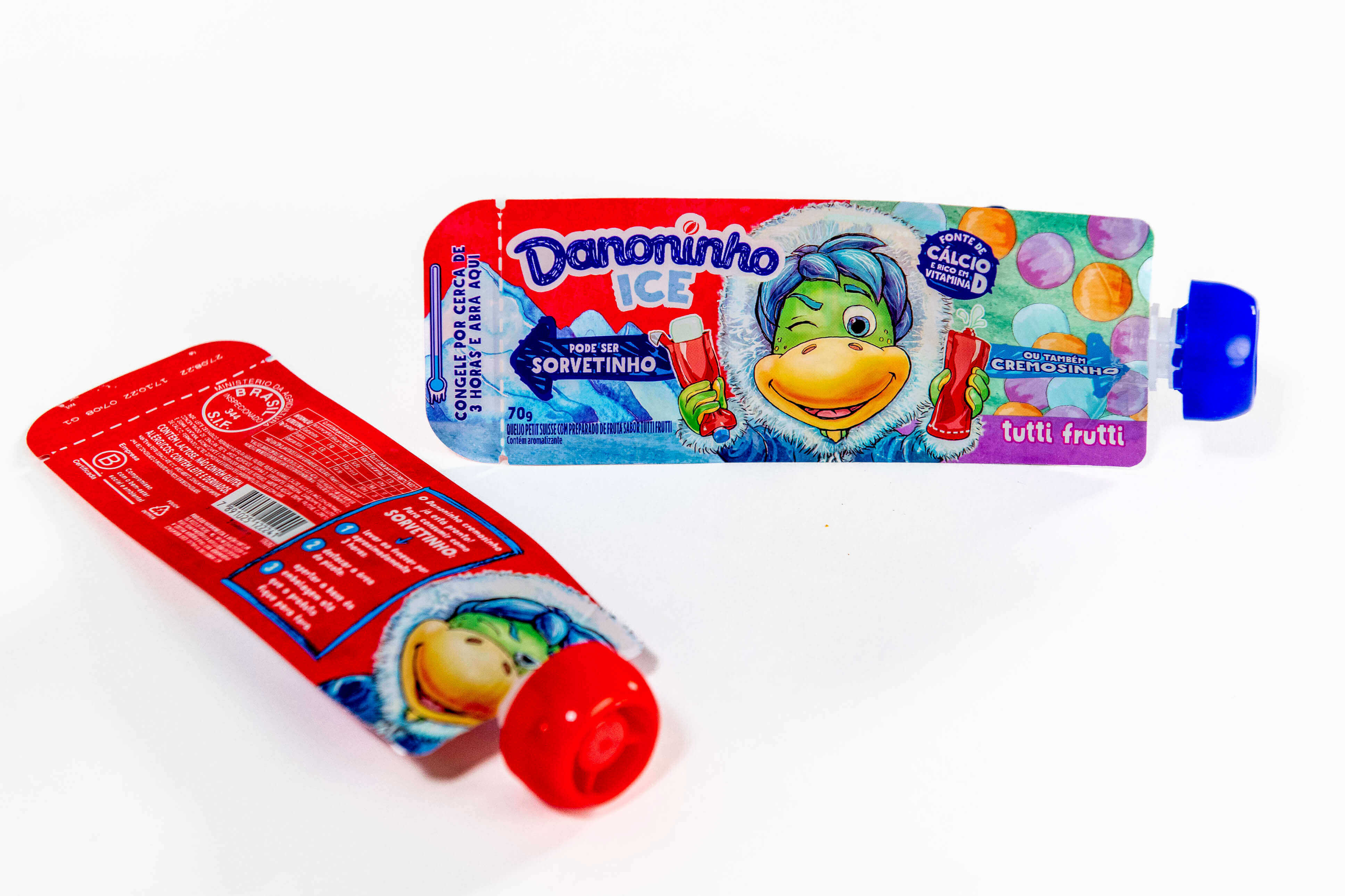Danoninho Ice Yogurt Pouch with Convertible Design for Liquid or Frozen Consumption