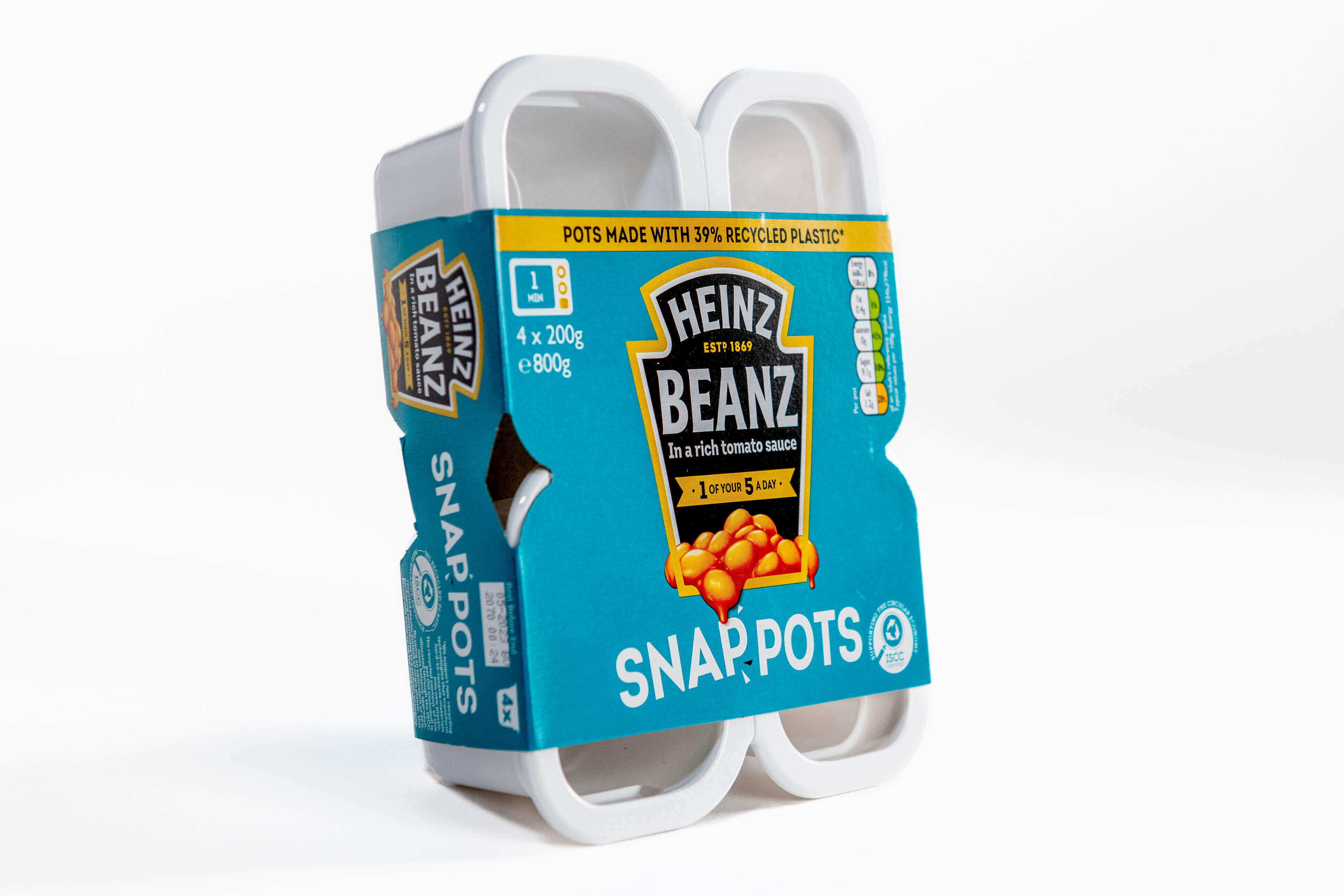 Recyclable Heinz Beanz Snap Pots made with Recycled Plastics